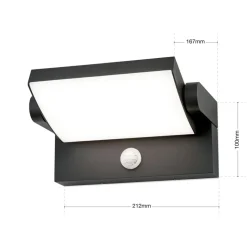 LED buiten wandlamp Ginger, sensor, antraciet, IP54