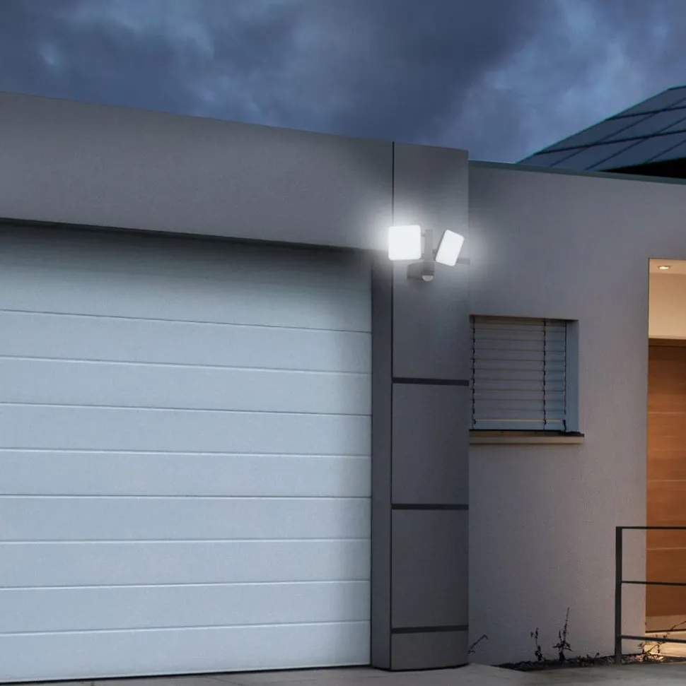 LED buiten wandlamp Jaro, sensor, tweelamps