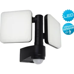 LED buiten wandlamp Jaro, sensor, tweelamps