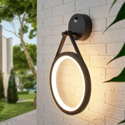 LED buiten wandlamp Mirco met sensor, ringvormig
