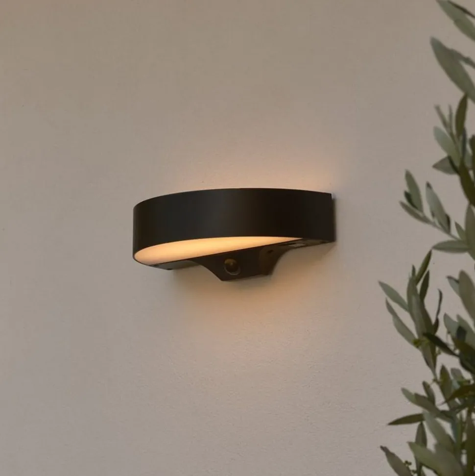LED buiten wandlamp Monay Round, zwart, IP44