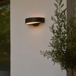 LED buiten wandlamp Monay Round, zwart, IP44