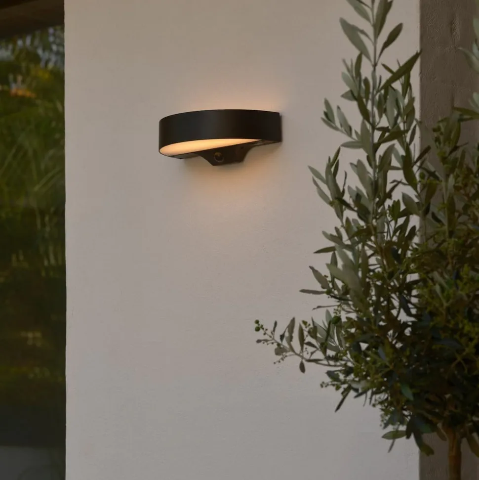 LED buiten wandlamp Monay Round, zwart, IP44