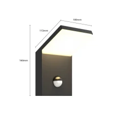 LED buiten wandlamp Nevio, metaal, antraciet, sensor
