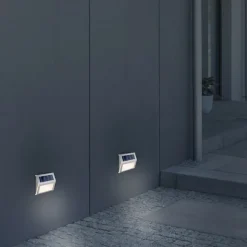 LED buiten wandlamp op zonne-energie 5282104, roestvrij staal, set van 4, IP44