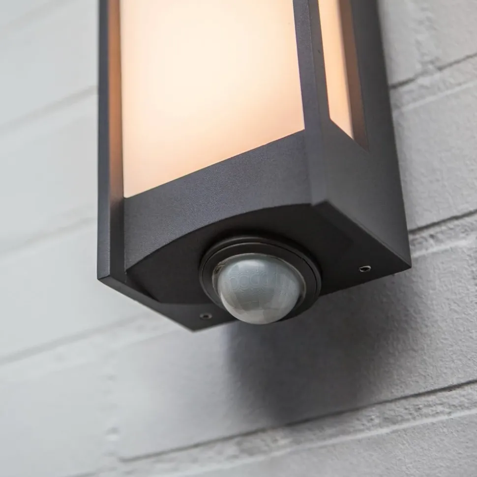 LED buiten wandlamp Qubo met bewegingsmelder