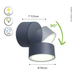 LED buiten wandlamp Trumpet, Ø 9,4 cm