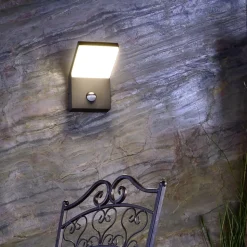 LED buiten wandlamp Tucanae, grijs, hoogte 22 cm, IP54