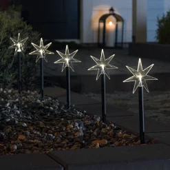 LED buitendecoratie ster, 5-lamps, met grondspies