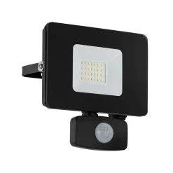 LED buitenspot Faedo 3 met sensor, zwart, 20W