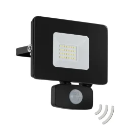 LED buitenspot Faedo 3 met sensor, zwart, 20W