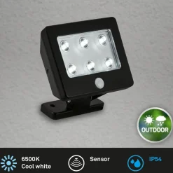 LED buitenspot Kollig met sensor, IP54, zwart