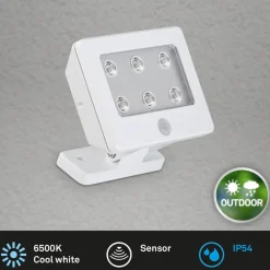 LED buitenspot Kollig met sensor, IP54, wit