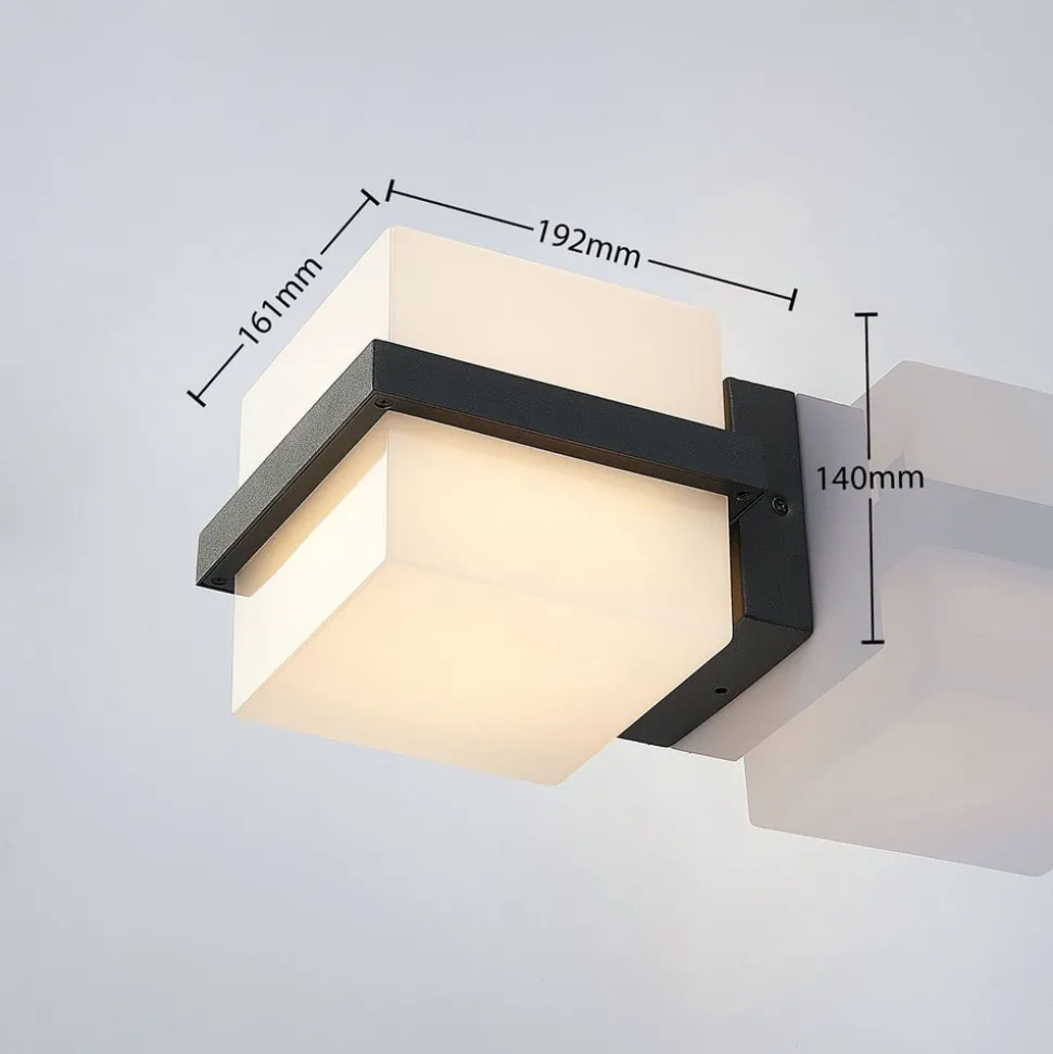 LED buitenwandlamp Auron, kubusvormig