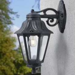 LED buitenwandlamp Bisso Anna E27 zwart