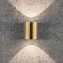 LED buitenwandlamp Canto 2, 10 cm, messing