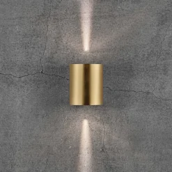 LED buitenwandlamp Canto 2, 10 cm, messing