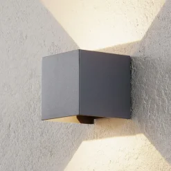 LED buitenwandlamp Cube basaltgrijs