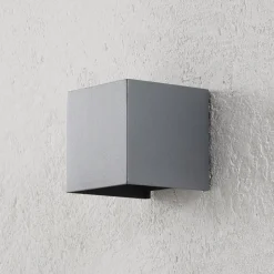 LED buitenwandlamp Cube basaltgrijs