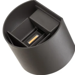 LED buitenwandlamp Davos rond, donkergrijs