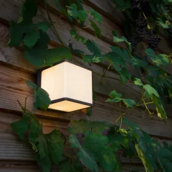 LED buitenwandlamp Doblo, kubus, 15 cm, 3.000 K