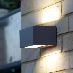 LED buitenwandlamp Gemini, 22cm, 3.000K, antraciet