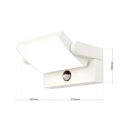 LED buitenwandlamp Ginger met sensor, wit, IP54