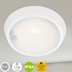 LED buitenwandlamp Helsinki, sensor, IP44, wit