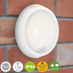 LED buitenwandlamp Helsinki, sensor, IP44, wit