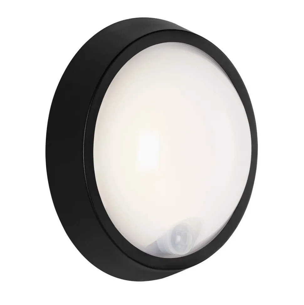 LED buitenwandlamp Helsinki, sensor, IP44, zwart