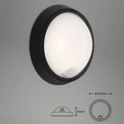 LED buitenwandlamp Helsinki, sensor, IP44, zwart