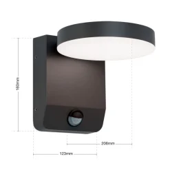 LED buitenwandlamp Hendryk met sensor, zwart