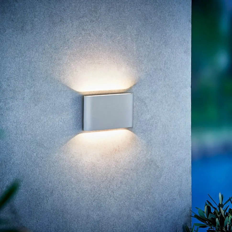 LED buitenwandlamp Kinver in vlakke vorm, wit