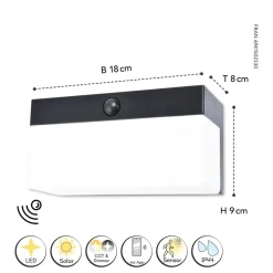 LED buitenwandlamp op zonne-energie Fran, CCT