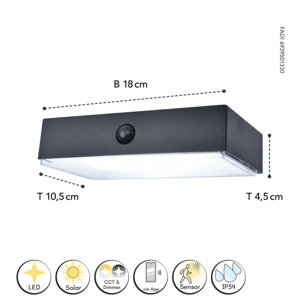 LED buitenwandlamp op zonne-energie Fadi, CCT