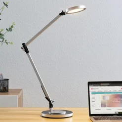 LED burealamp Rilana met dimmer, zilver