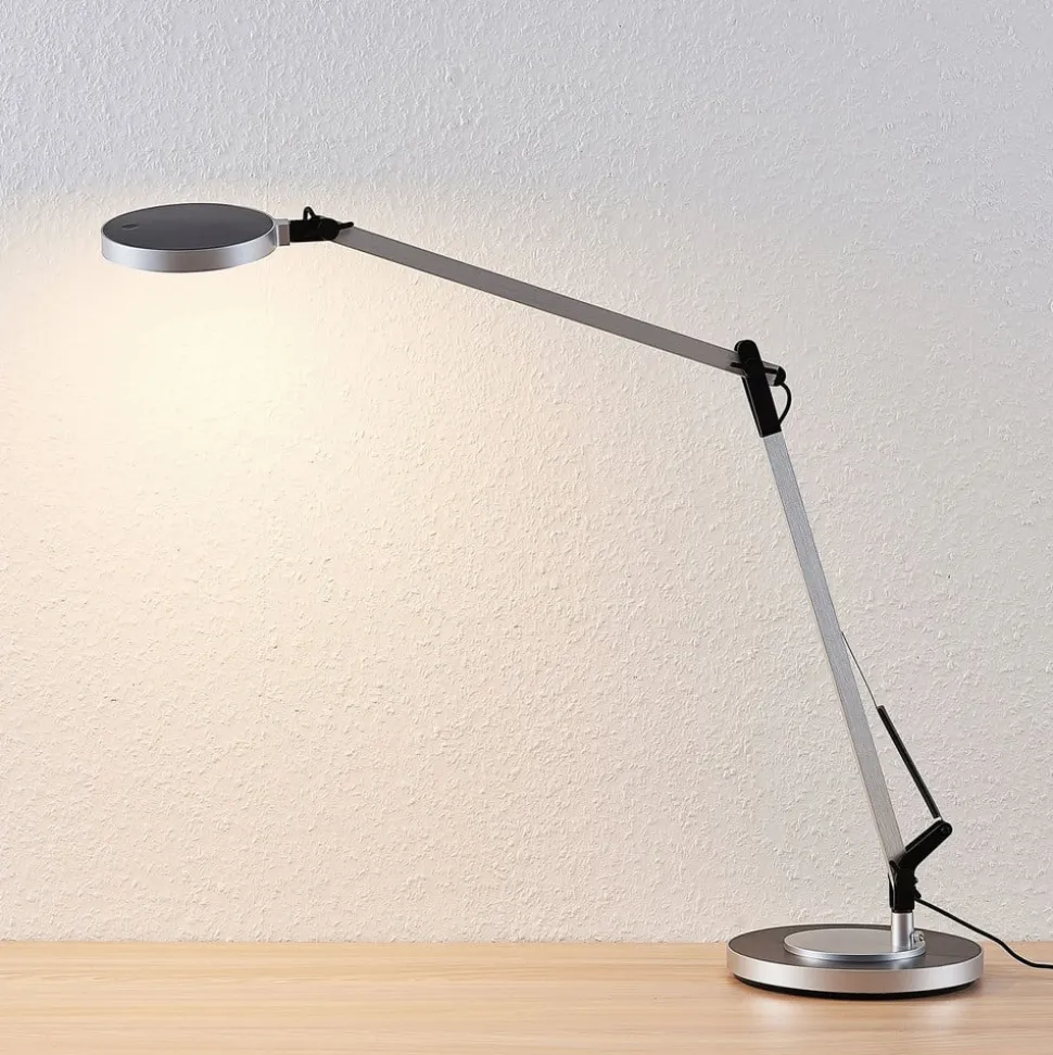 LED burealamp Rilana met dimmer, zilver