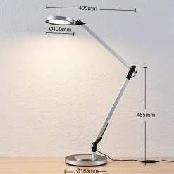 LED burealamp Rilana met dimmer, zilver