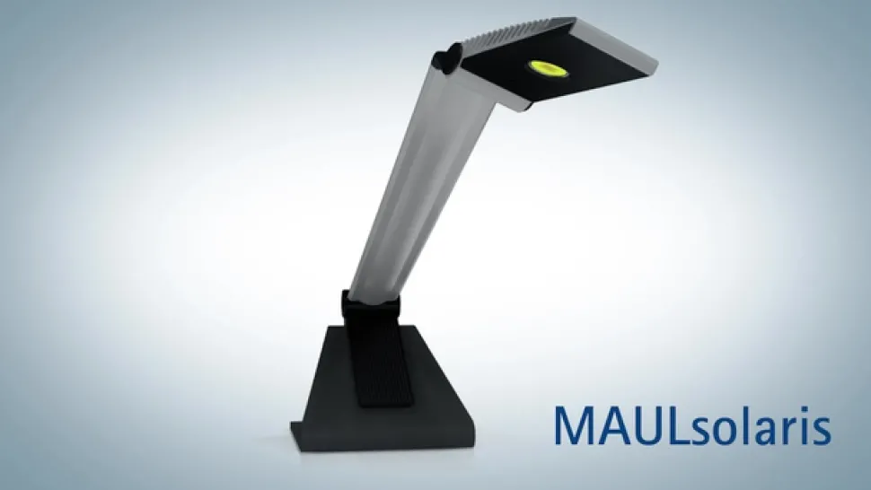 LED bureaulamp MAULsolaris, zilver, hoogte 64 cm