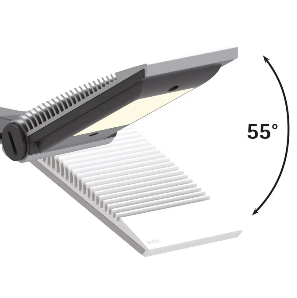 LED bureaulamp MAULsolaris, zilver, hoogte 64 cm