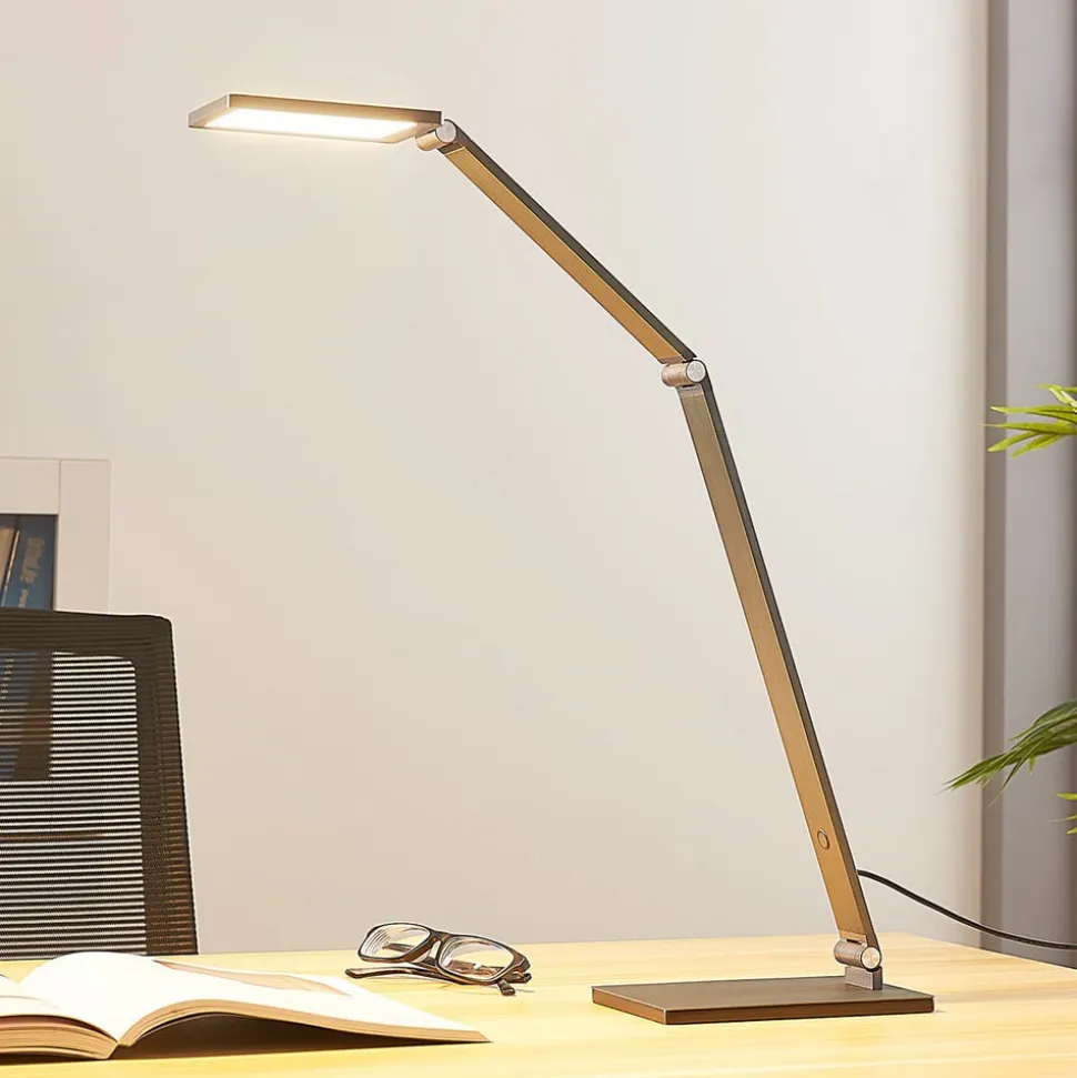 LED bureaulamp Mion, 41 cm, hoekig, dimbaar