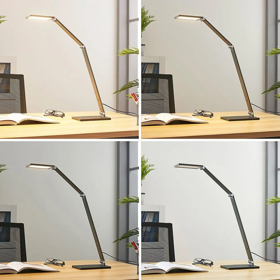 LED bureaulamp Mion, 41 cm, hoekig, dimbaar