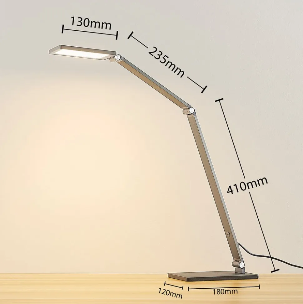 LED bureaulamp Mion, 41 cm, hoekig, dimbaar