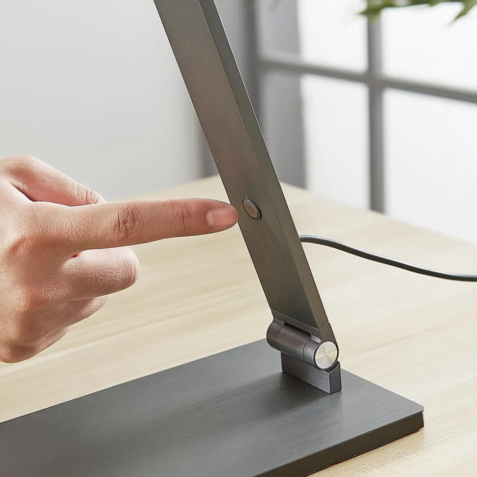 LED bureaulamp Mion, 41 cm, hoekig, dimbaar