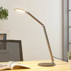 LED bureaulamp Mion, 41 cm, rond, dimbaar