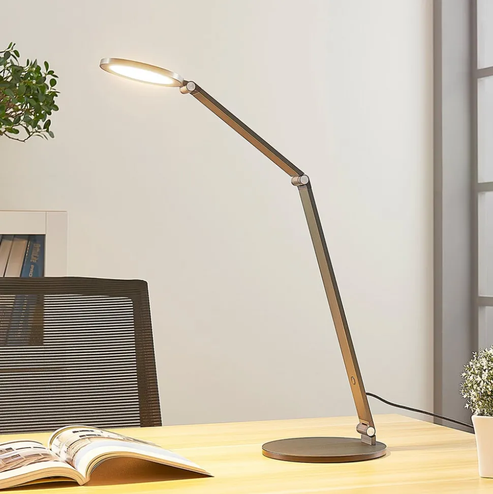 LED bureaulamp Mion, 41 cm, rond, dimbaar