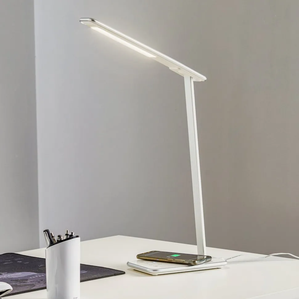 LED bureaulamp Orbit met inductie zilver