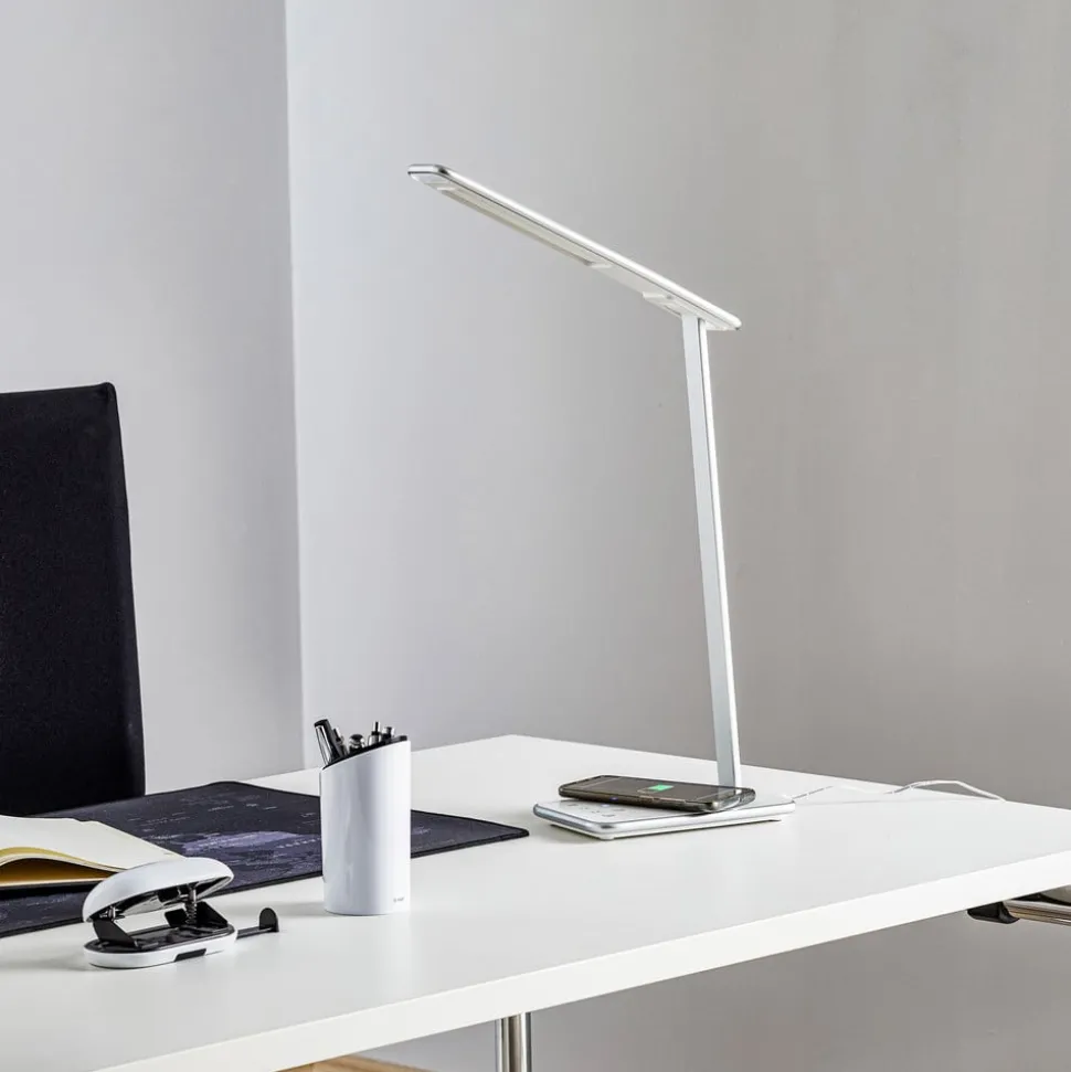 LED bureaulamp Orbit met inductie zilver