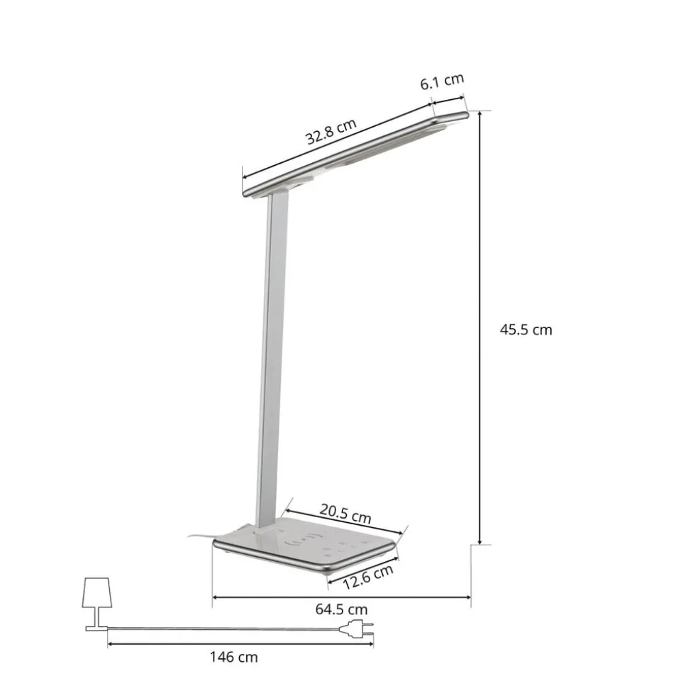 LED bureaulamp Orbit met inductie zilver
