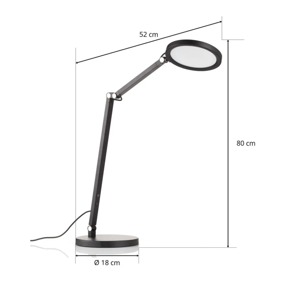 LED bureaulamp Regina met dimmer, zwart